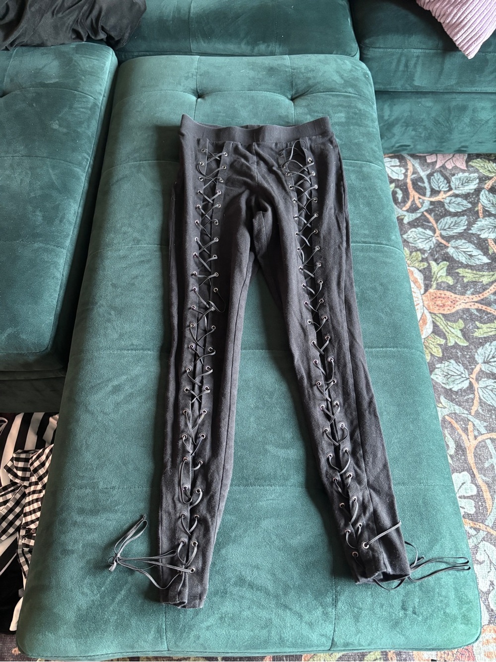 Hot Topic Black Lace-Up Leggings